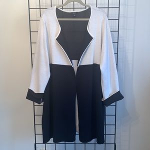 Alfani Double Knit Open Front Cardigan Sweater - Black & Cream